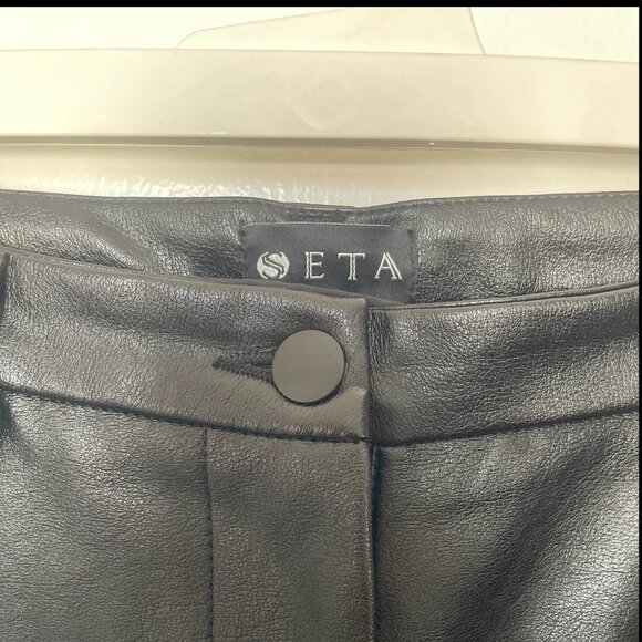 Seta Apparel NWOT Black Baggy Cropped Leather Pants - Picture 5 of 5